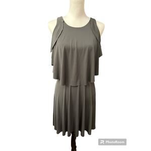 Red Gray Layered Dress Large short sleeve